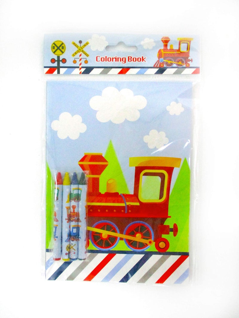 TINYMILLS Train Coloring Book Set with 12 Coloring Books and 48 Crayons Train Birthday Party Favor Bag Filler Rewards Classroom Party Chugga Chugga Two Two Party Favors - Image 3